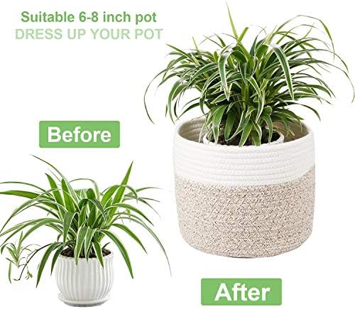 Woven Cotton Rope Plant Basket for 8" Flower Pot H7.5 x W8.5 - Image 5