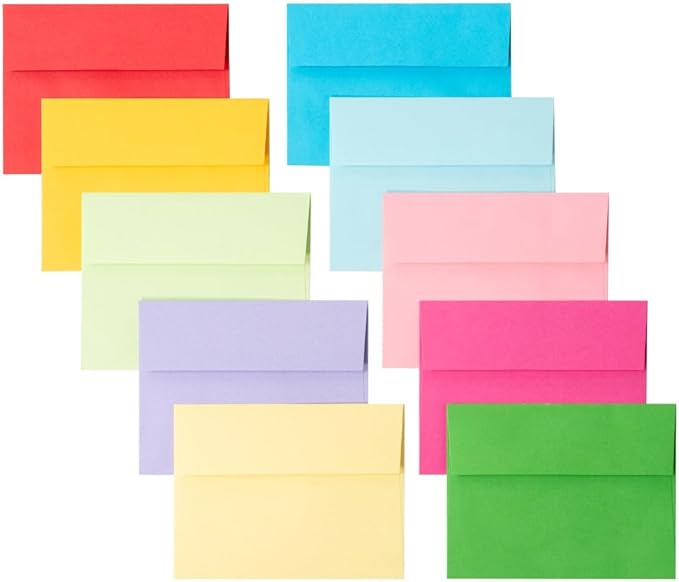 Keketer A7 Color 5x7 Printable Envelopes 50 Pack Self - Seal, for 5x7 Cards, Weddings, Invitations, Baby Shower 5.25 x 7.25 Inches