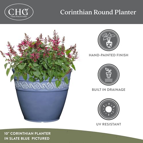 GROWSCAPE Corinthian Round Planter Pot w/Drainage Holes, 10" Desert Tan - Image 4
