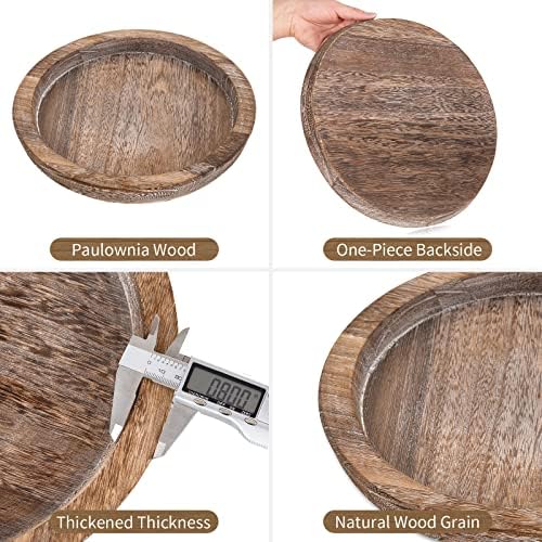 Hanobe Wooden Tray for Coffee Table, Decorative Round Candle Holder Plate - Image 5