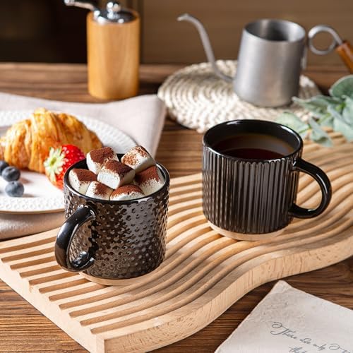 GBhome 6 OZ Stackable Coffee Mugs Set of 4, Ceramic Coffee Cups Set - Image 6