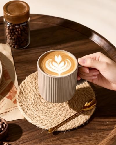 famiware Coffee Mug Set of 4, Star 12 oz Ceramic Mugs Cups Set with Handle - Image 2