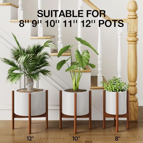 MUDEELA Plant Stand for Indoor, Bamboo Material, Dark Brown, 14.5 Inch Tall - Image 3