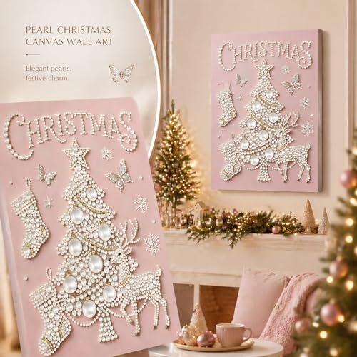 DIY Pearl Painting with Frame Christmas Creative Design Handmade Healing Home Wall Decoration Tools Included-Christmas Tree 2 - Image 4