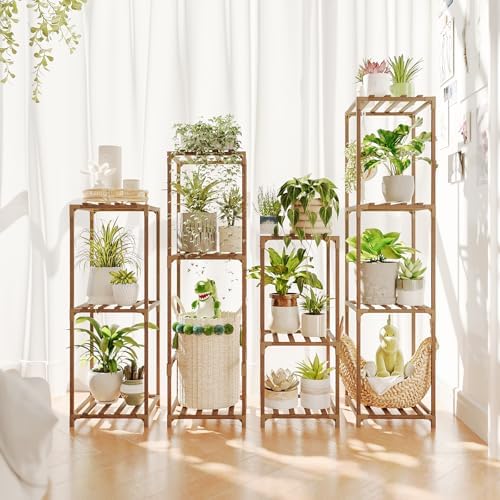 Bamworld Plant Stands Indoor 4 Sets Plant Shelves Outdoor by Bamworld