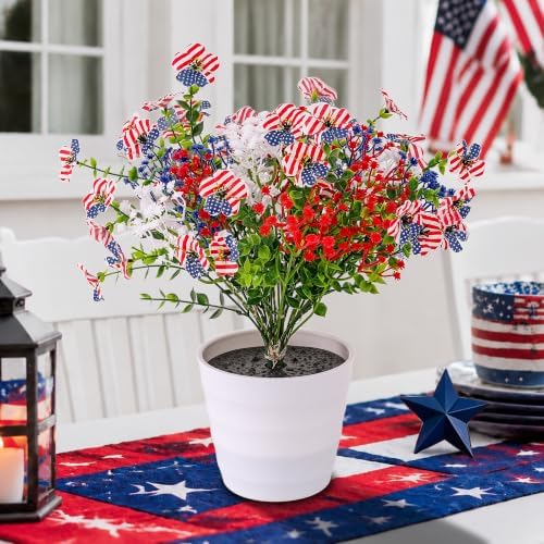 Patriotic LED Artificial Flowers, 4th of July LED Flower Light, Red White Blue Patriotic Home Decor - Image 3