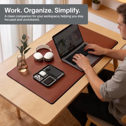 Nordik Leather Valet Tray - Medium EDC Tray - Pebble Black 9.5 x 7.9 in - Image 4