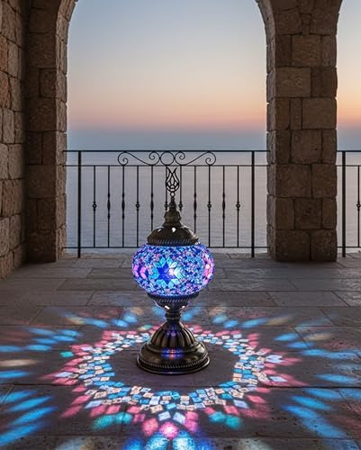 Ottoman Mosaics Turkish Mosaic Lamp Kit | DIY Art & Craft Project for Adults | Make Your Own Handmade Lamp (Blue) - Image 5