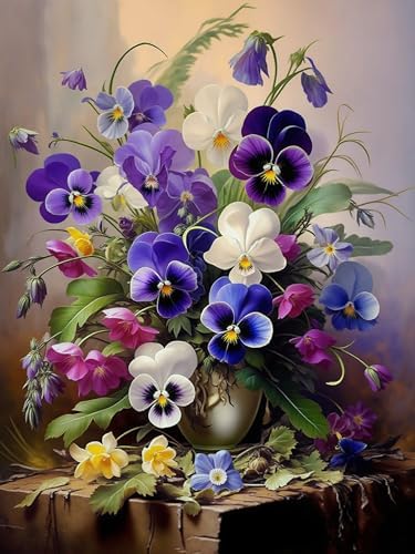 Diamond Art Kits for Adults, Pansy Diamond Art Painting Kits for Adults by croshom