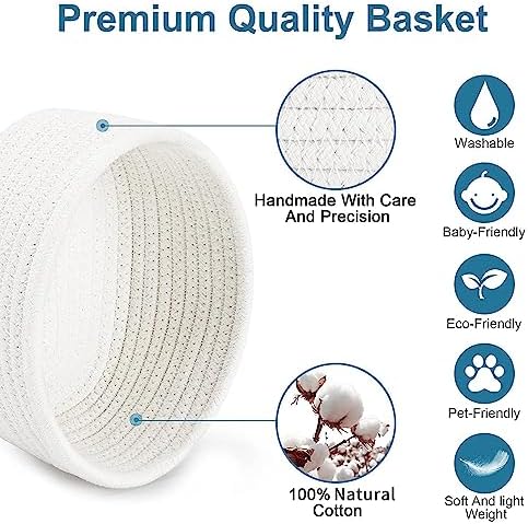 【2 Pack】 ABenkle Small Storage Baskets, Natural Cotton Rope Woven Baskets for Organizing, Tiny Oval Storage Easter Baskets, Small Basket, Cat Dog Toy Baskets, Bathroom Organization Bin - Image 3