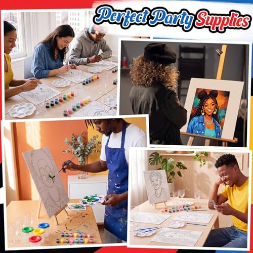 Sherr 96 Pcs 12 Set Pre Drawn Canvas Painting Kits, Gentlemen and Lady - Image 4