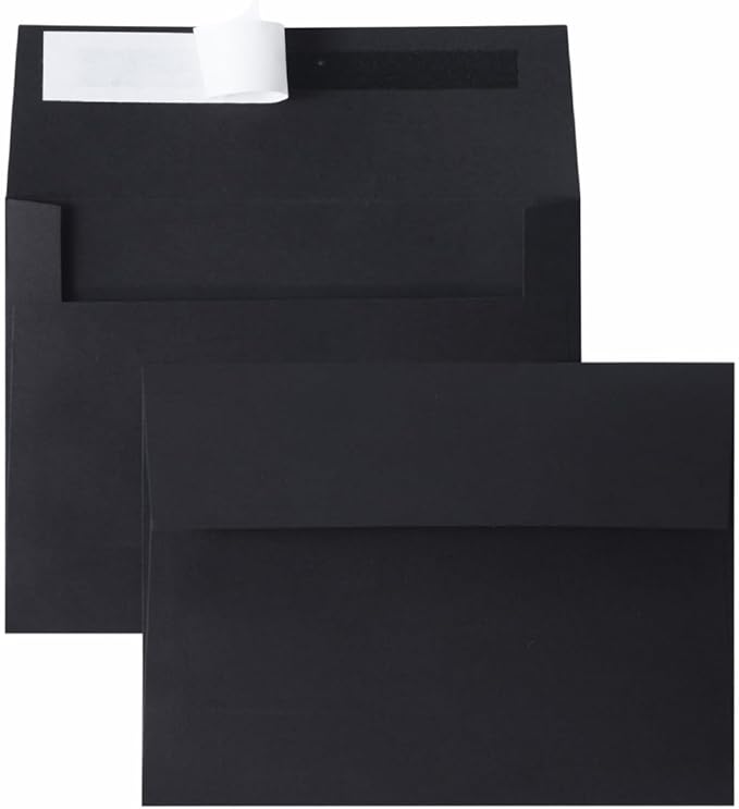 Keketer A2 Black Printable Envelopes 80 Pack Self - Seal, for 5x7 Cards, Weddings, Invitations, Baby Shower 4.375 x 5.75 Inches