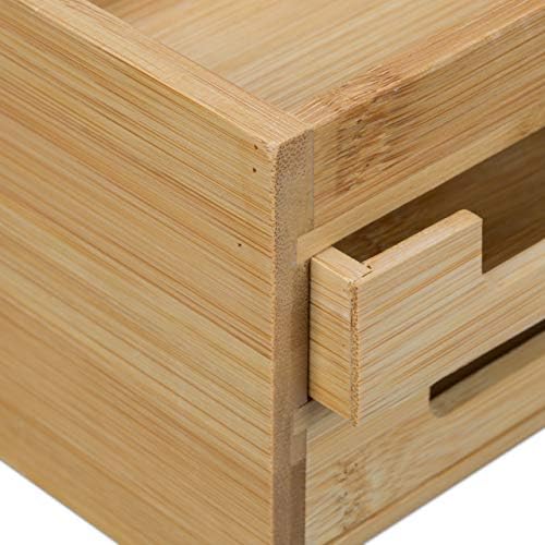 Relaxdays Bamboo Desk Organiser, Pen Holder, Desk Box Drawers, H x W x D: 9.5 x 12.5 x 15 cm, Natural - Image 5