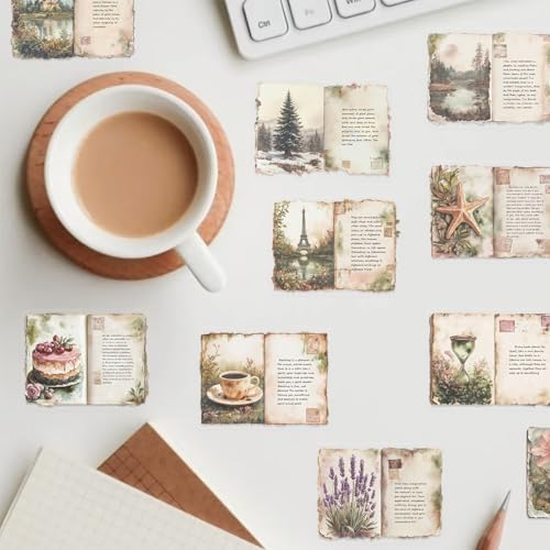 Vintage Watercolor Diary Stickers for Scrapbooking, Waterproof Aesthetic Decals for Planner Water Bottles Art Bullet Junk Journal,DIY Crafts and Scrapbook Supplies for Teens Adults - Image 7