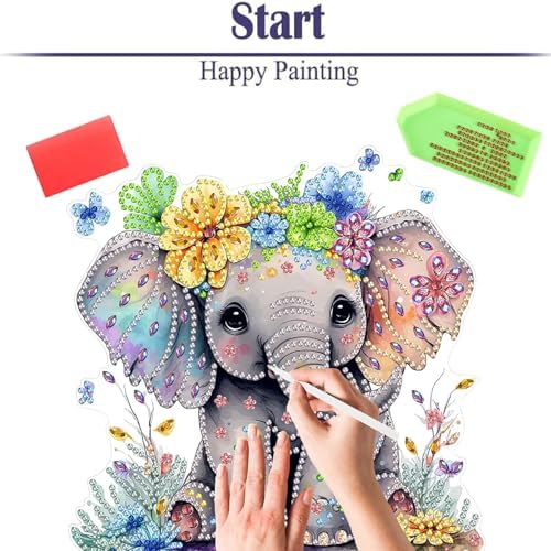 Diamond Painting Kits for Adults Beginners, 5D Full Drill Elephant Crystal Art Desktop Ornament, DIY Single Sided Home Office Desk Decor, Creative Craft Gift Set with Tools - Image 6