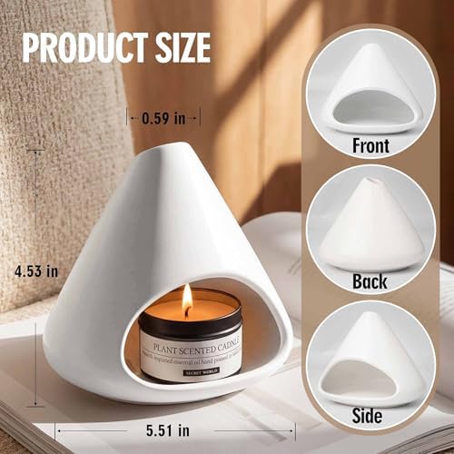 Ceramic Palo Santo Holder Incense Burner with Chimney, White - Image 2