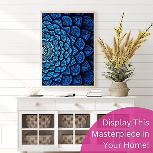 Mandala Diamond Art Kit for Adults Blue and Black Pattern 5D Painting 12x16 - Image 2