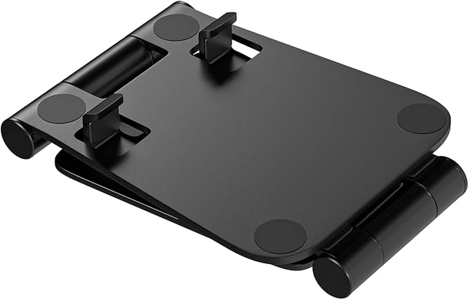 Cell Phone Stand for Desk Phone Holder Foldable Portable Adjustable Cradle Dock Compatible with iPhone 15 14 13 Pro Max, iPhone 12 11 Plus SE XS XR 8 7, Office Desk Travel Accessories, Black