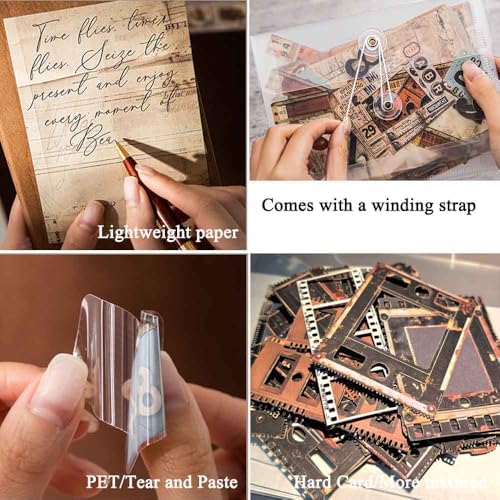Vilikya 90Pcs Film Scrapbook Stickers Pack for Junk Journal Supplies, Movie-Themed Decoupage Paper for Scrapbooking Kit, PET Film Strip Tape & Photo Frame Cards for Bullet Journaling Decorative - Image 5