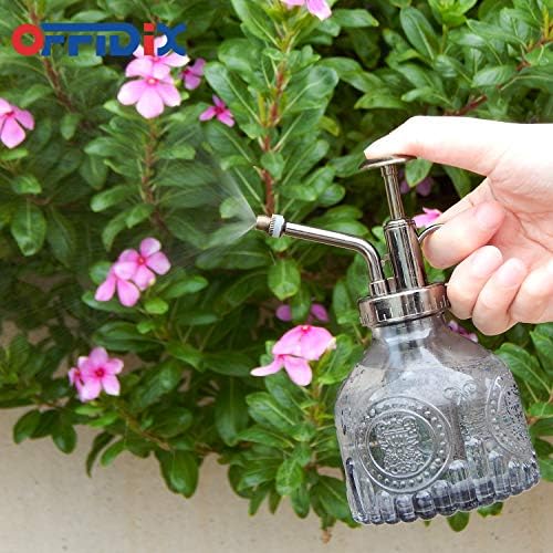 OFFIDIX Plant Mister, 6.3 Inches Tall Vintage Style Spritzer Plastic Top Pump Small Watering Can Glass Spary Bottle Plant Mister,for House Plants, Garden, Home Decora (Gray) - Image 5