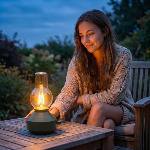 Vintage Rechargeable Cordless Small Table Lamp, Rotary Dimmable Control - Image 4
