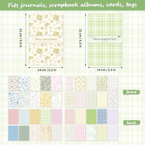 BESARME Scrapbook Paper, 60 Sheets, Double-Sided Floral, 5.5 x 8.3 in - Image 2