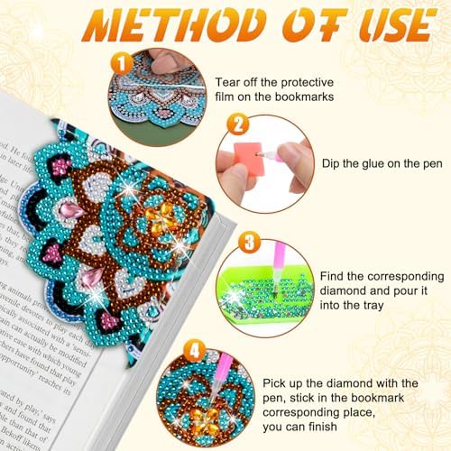 WIVICO 6Pcs Diamond Painting Bookmarks, Diamond Pearl Art Kits for Adults - Image 4