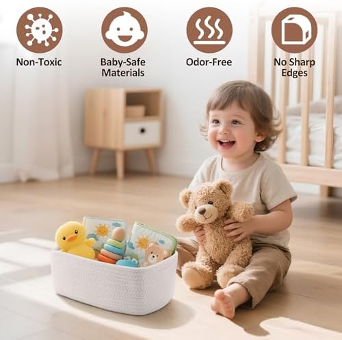 5-Pack Small Woven Rope Storage Baskets, 2 Sizes Organizer Bins - Image 4