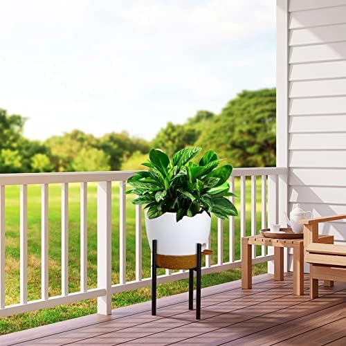 UOUZ 12 inch Large Self Watering Pots, Plastic Planters with 60oZ Removable Deep Reservoir and Multi Mesh Drainage Holes for Indoor Outdoor Garden Plants and Flowers, White with Brown - Image 7