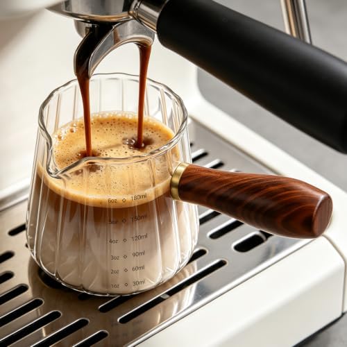 6oz Espresso Cups, V-Spout Espresso Shot Cups, Ribbed Milk Frothing Pitcher by Cfyosnk