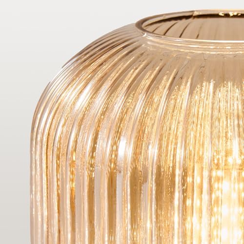 Mid Century Modern Table Lamp, 8" Globe Amber Glass Lamp Plug in - Image 3