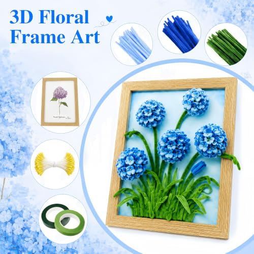 COSILY 400Pcs Pipe Cleaner Flower Kit with Photo Frame, Pipe Cleaners Craft, Chenille Stems Bouquet Making Set for DIY Floral Art, Creative Handmade Art Crafts Gifts for Kids and Adults - Image 6