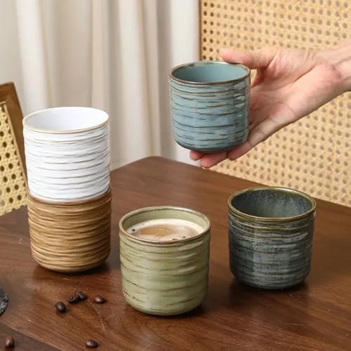Vintage Ceramic Mug, Japanese Tea Cup 6oz Cup No Handle Drinking Cup for Espresso, Cortado, Matcha, Green Tea, Microwave and Dishwasher Safe, Kiln Transformation Cup (Vintage Brown) - Image 2