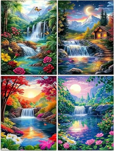 DOZEEZOP 4-Pack Diamond Art Kit for Adults, 5D Diamond Painting 12x16 Inch by DOZEEZOP
