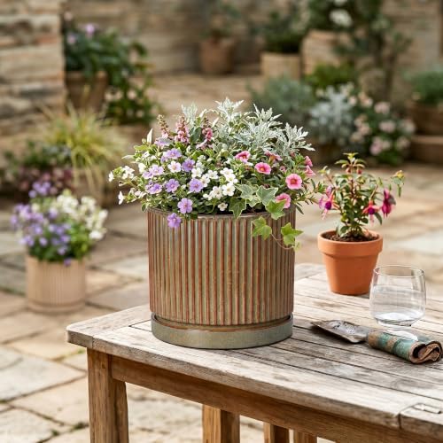 Ceramic Plant Pots, 8 Inch Planter, Round Plant Pot, Retro Brown - Image 4