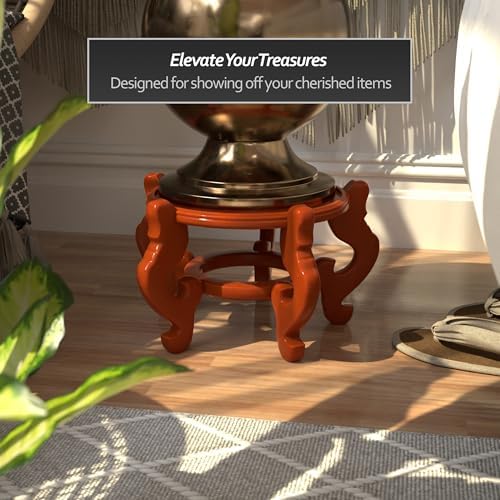Red Lantern Rosewood Fishbowl Stand - Honey - Size 9.5 in. Base Diameter - Image 2