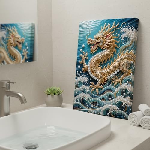 LQCrafK DIY Pearl Art Painting Handcraft Kit for Adults Beginners, Creative Design, Healing Stress-Relieving Home Wall Decoration, with Framed Painting and Tools-Dragon - Image 4