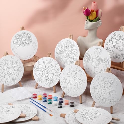 Supervitae 72 Piece Spring Floral 5.9" Round Pre Drawn Canvas Kit - Image 6
