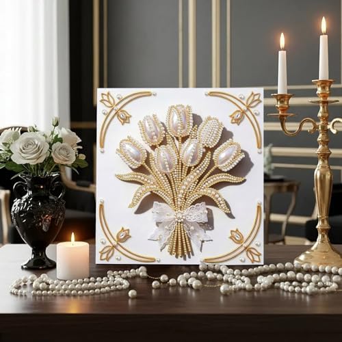5D DIY Pearl Painting with Frame Floral Theme Handmade Healing Home Wall Decoration Creative 9.84x9.84in Tools -Flower-5 - Image 5