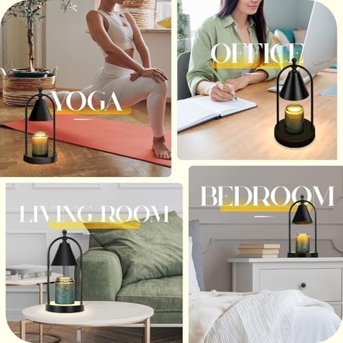 Candle Warmer Lamp with Timer, Electric Black Candle Warming Light for Bedroom, Dimmable Wax Melts Warmer for Home Decor Beside Lamp Gifts for Women (2 Bulbs Included) - Image 7