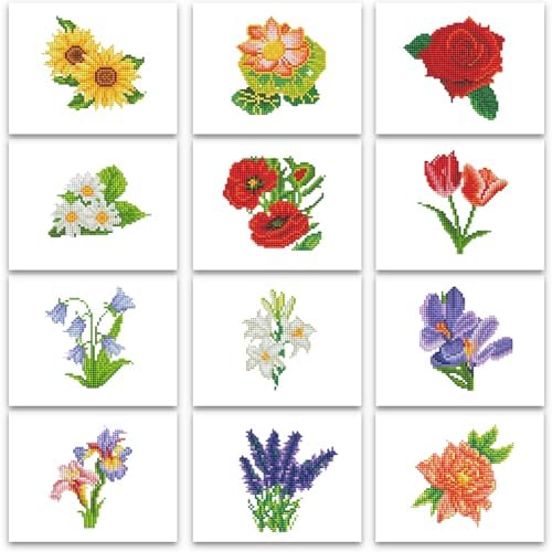 PeakLuv Small Diamond Art Kits Flowers Mini Diamond Painting Kit for Adults by PeakLuv