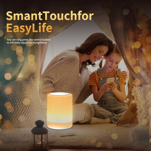 OORUN Touch Bedside Table Lamp,13 RGB Colors & 5 Brightness, USB Rechargeable Desk Lamp, Remote Control Dimmable Night Light with RGB Color Changing,Portable Lamp for Baby (2 Pack White) - Image 5