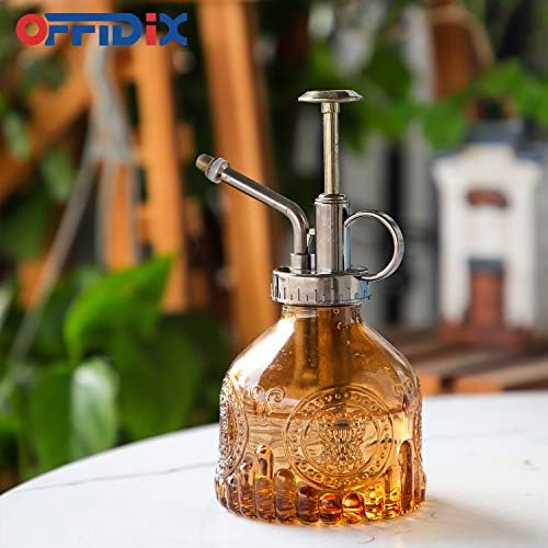 OFFIDIX Glass Watering Spray Bottle,Plant Mister Watering can Indoor with Bronze Plastic Top Pump,One Hand Glass Small Watering Can for Outdoor Indoor Garden,Cleaning Solutions and Home Decora(Brown) - Image 5