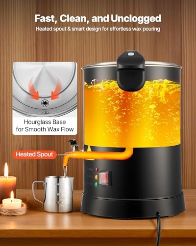 VEVOR 16Lbs Wax Melter for Candle Making, Fast and Even Heating, with Easy Pour Spout and Temperature Control, Hourglass Base for Non-Stick Smooth Flow, Wax Melting Pot for Making Candles Soaps - Image 5