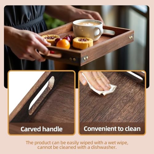 Wood Serving Tray with Handles for Breakfast in Bed, Coffee Table - Image 6