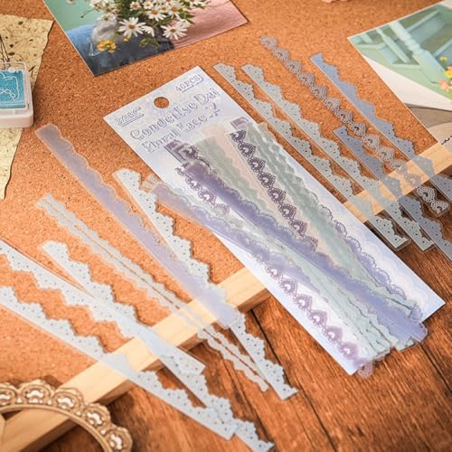 40 Pcs Transparent Lace Stickers for Scrapbooking Junk Journal Card Making Collage Diary Planner Notebook Letter Photo Album Craft Project Decoration, 5 Patterns by Obujopal