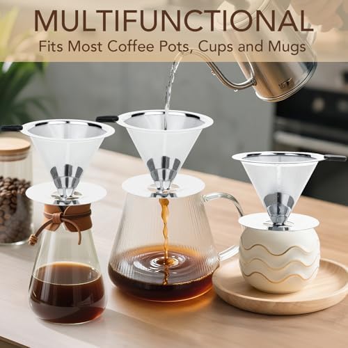 Premium Pour Over Coffee Dripper with Reusable Stainless Steel Filter – Portable, Easy Clean Coffee Maker for Single Cup Brewing – Ideal for Home, Office, Camping - Image 3