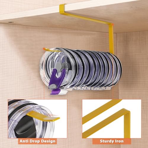 Tumbler Lid Organizer, Versatile Tumbler Lid Storage Holds 10 Lids, Gold - Image 4