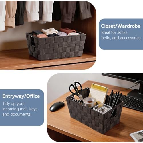 Whitmor Woven Strap Small Storage Tote - Espresso (6581-2712-ESPR) - Image 6