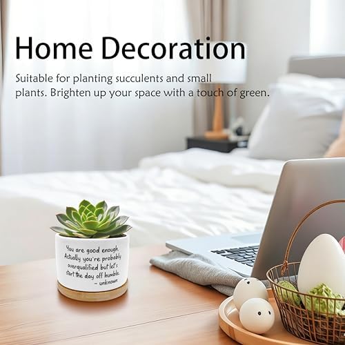 Motivational Quote Planter Pots, Inspirational Gifts for Women Men, You are Good Enough Positive Ceramic Succulent Plant Flower Planters for Home Office Desk Table Shelf(No Plants) - Image 3